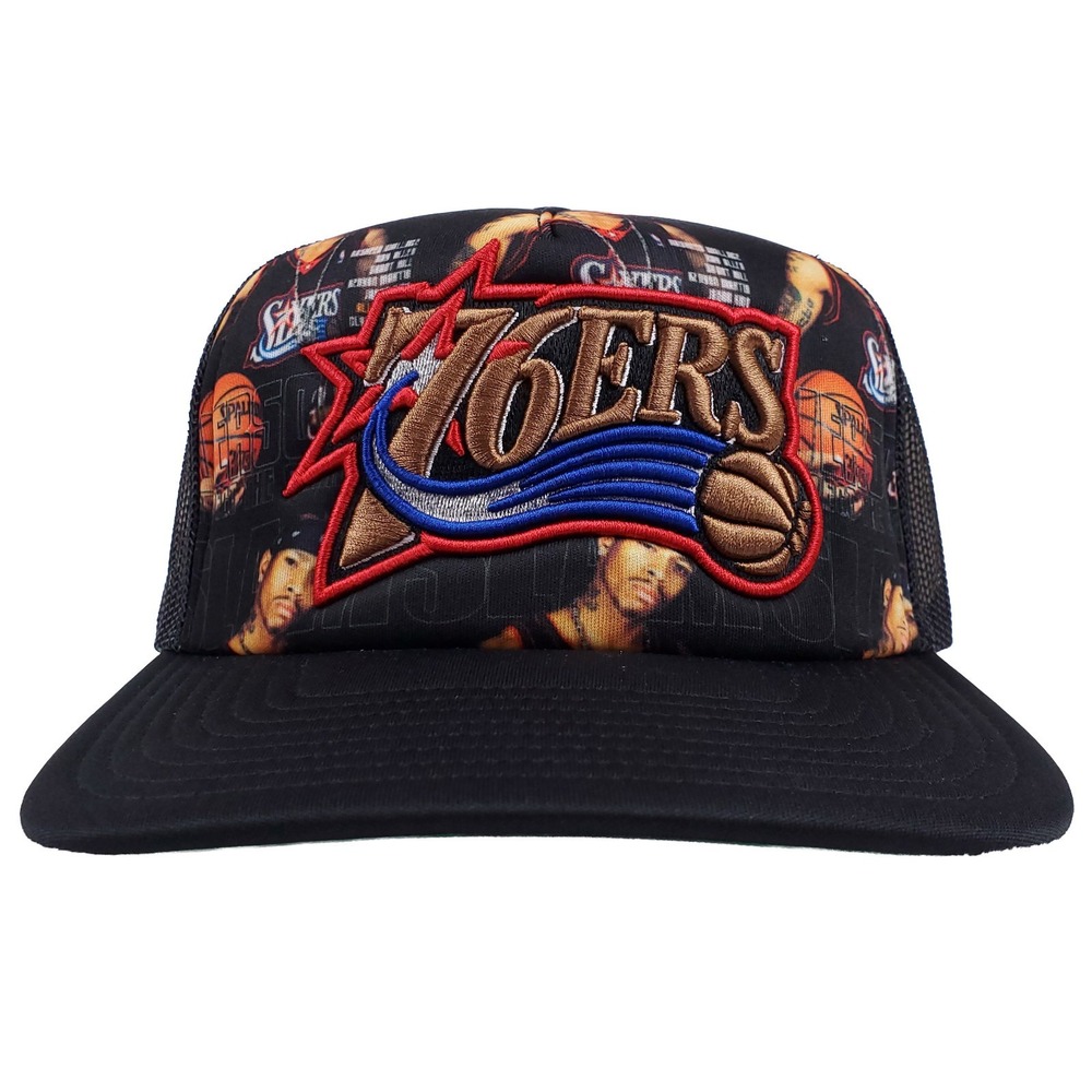 SLAM‎ Allen Iverson 76ers Mitchell & Ness NBA Trucker Hat Cap 3D Logo Black New
